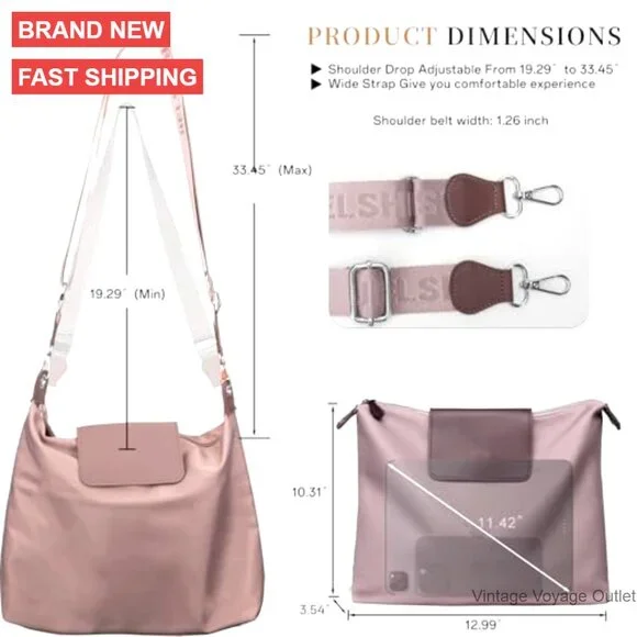 Large Nylon Crossbody Bag for Women, Adjustable Strap, Water-Resistant - Picture 3 of 6